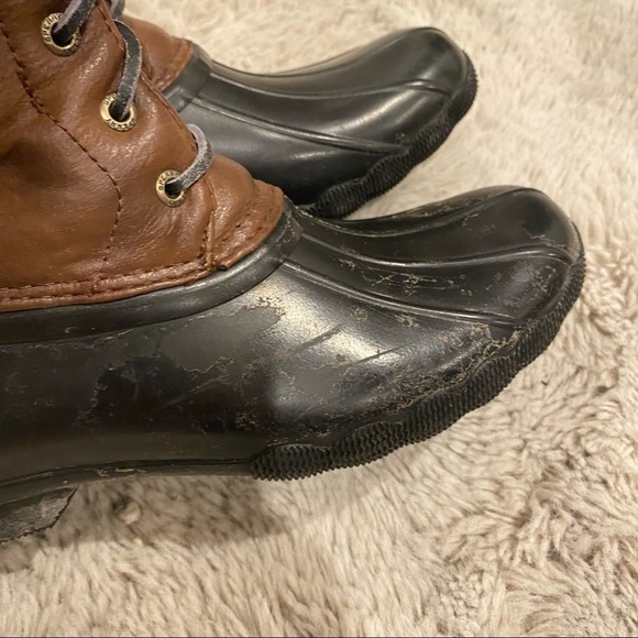 Sperry Brown Faux-Fur Lined Saltwater Duck Boots 6 - Picture 5 of 10